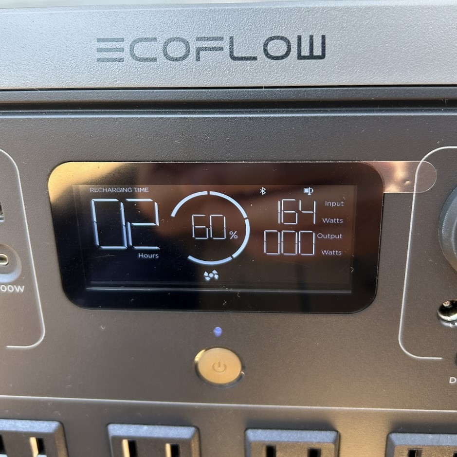 EcoFlowの充電量が60%に達した本体表示