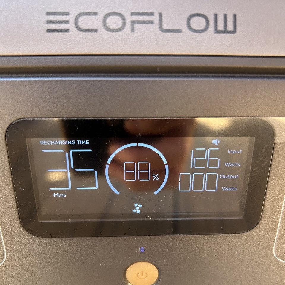 充電が順調に進み88%に達したEcoFlow本体画面