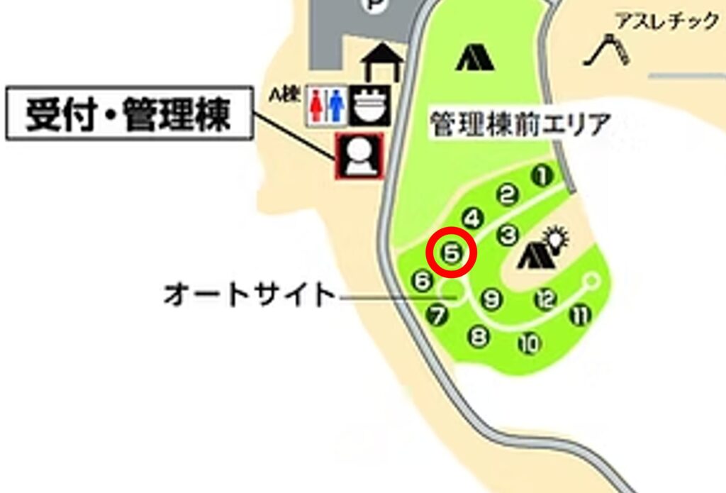 服掛松キャンプ場のオートサイトマップ