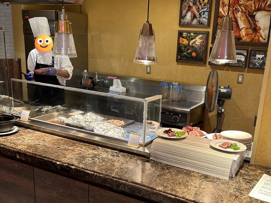 杉乃井ホテルバイキングでシェフが焼くステーキ