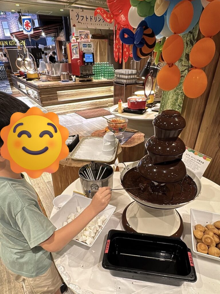 杉乃井ホテルバイキングのチョコレートファウンテン