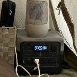 Ecoflow River 2 Proでセラミックファンヒーターを使用している様子