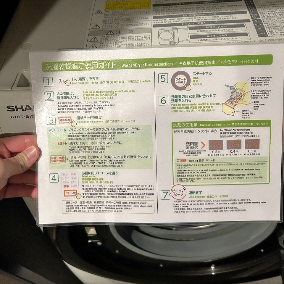 東急ステイ新橋のドラム式洗濯乾燥機マニュアル